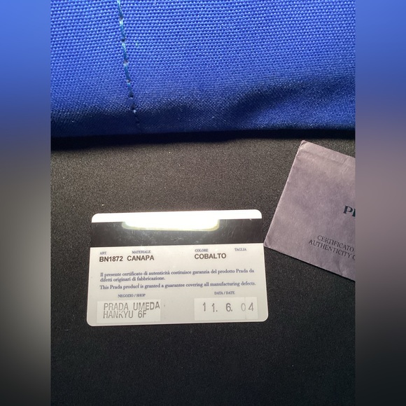 Authentic Cobalt Blue Prada Canapa With Guarantee Card - Picture 4 of 14
